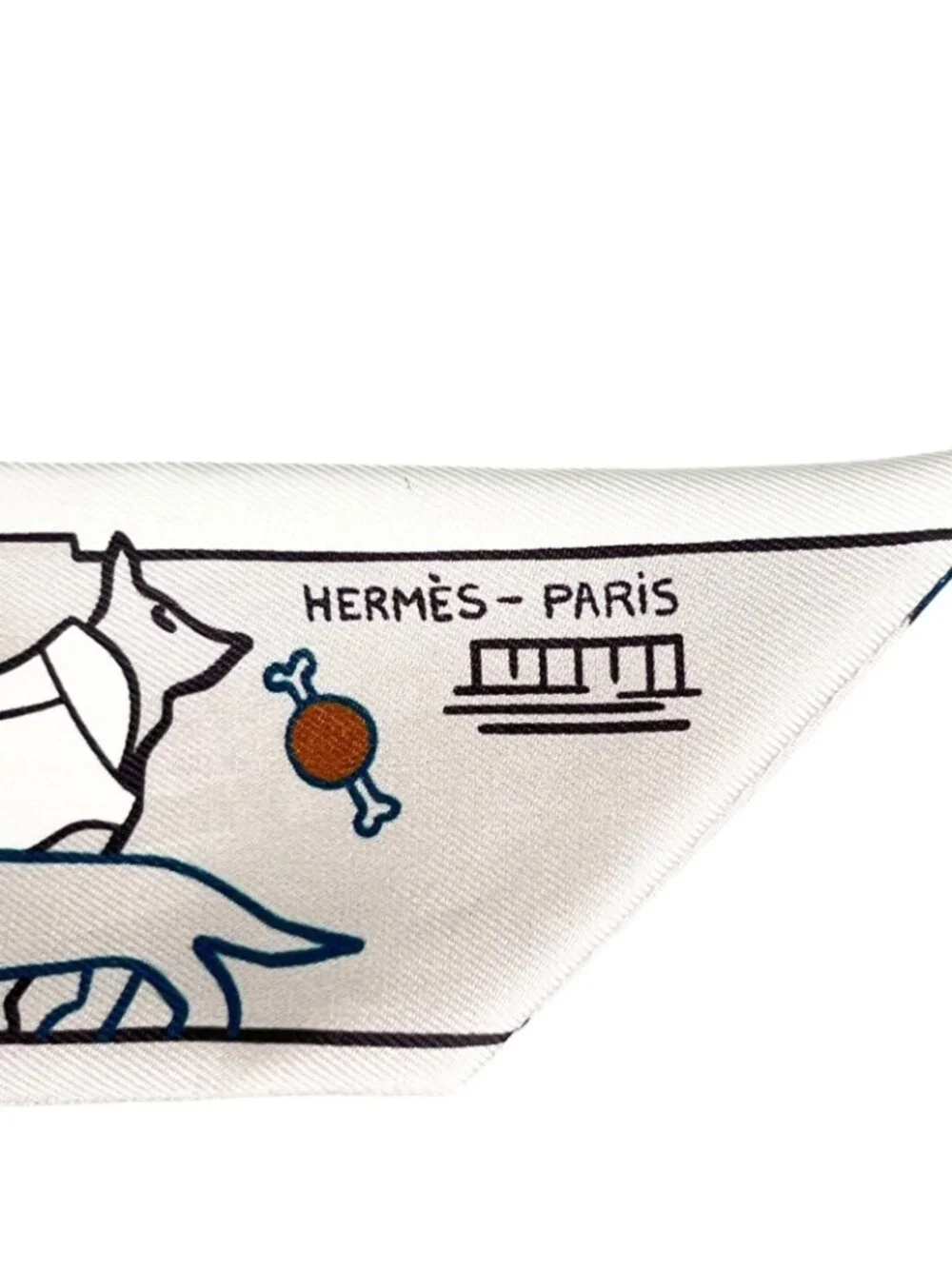 Hermes les Chiens Parisiens Parisian Dog Silk 100% Twilly Scarf